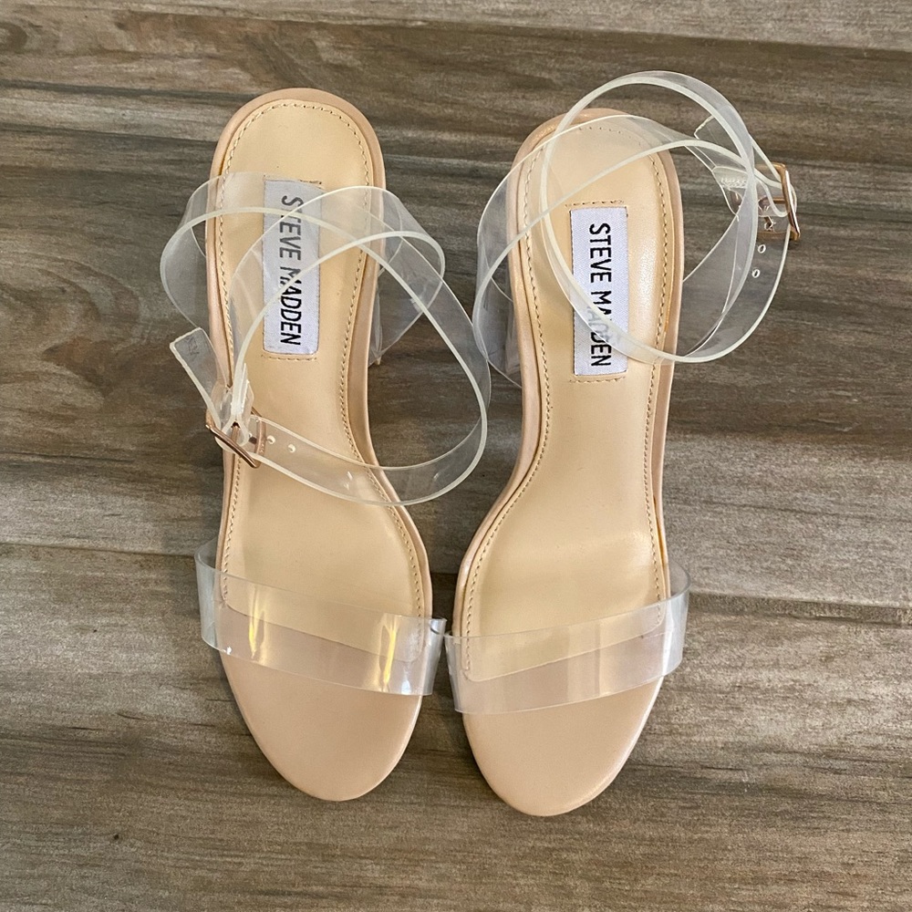 NEW! Steve Madden Camille Clear Heeled Sandal 6.5